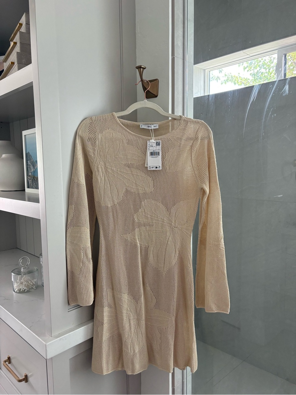 Mango Openwork Floral Knit Dress